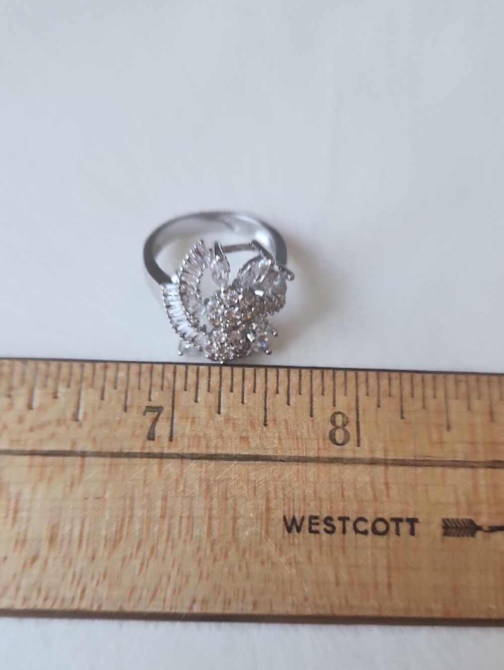 Vintage Sterling Silver 925 Marquise & Baguette Cluster Cocktail Statement Ring - Picture 9 of 9